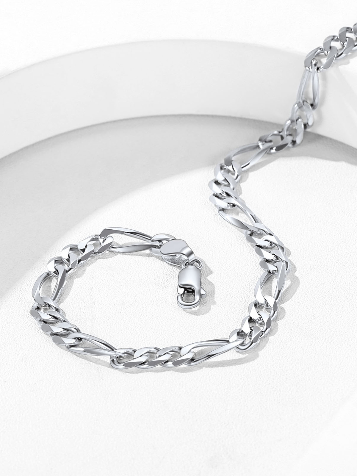 5mm Thick Figaro Chain Anklet in Silver