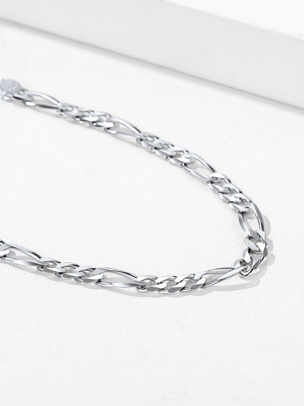 5mm Thick Figaro Chain Anklet in Silver