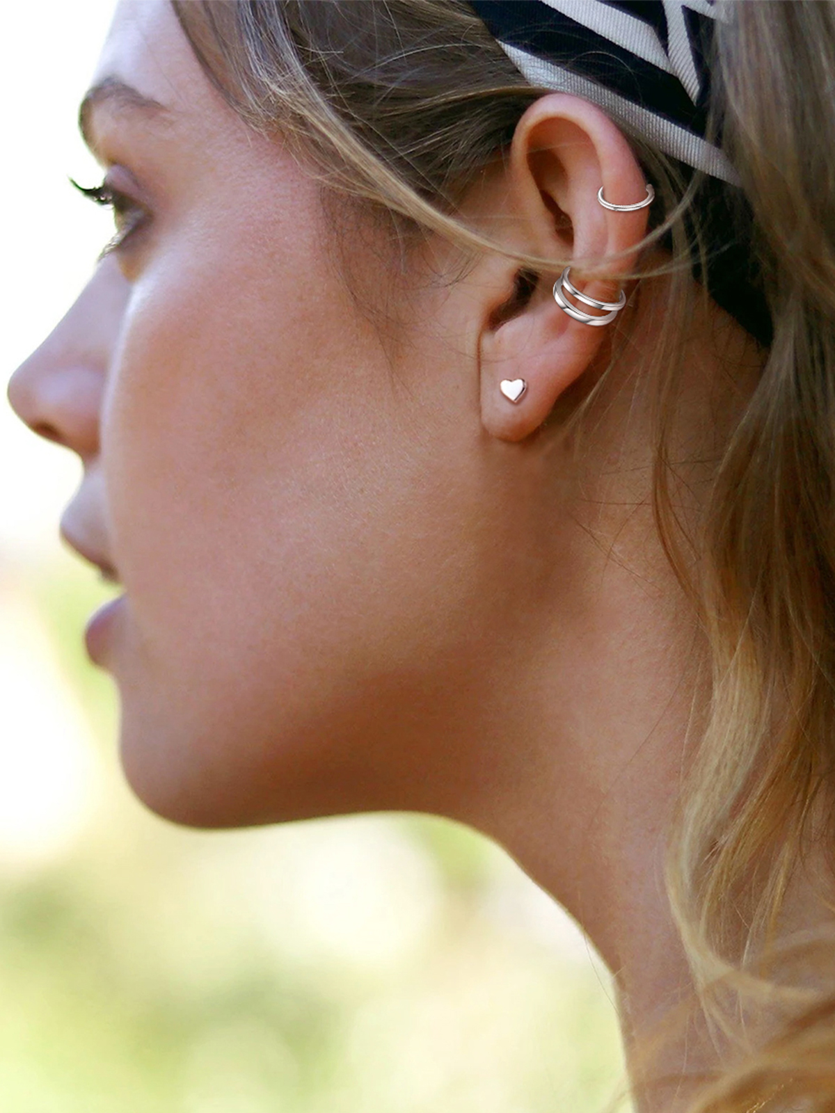 4 Pcs Ear Cuff Earrings Set in Silver
