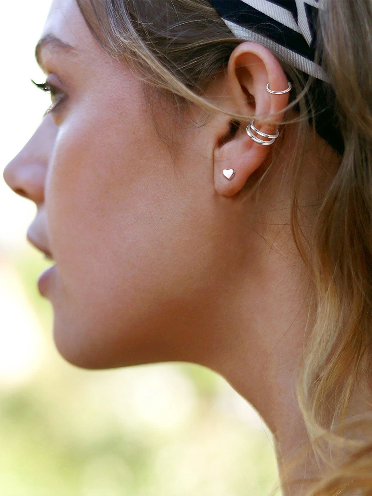 4 Pcs Ear Cuff Earrings Set in Silver