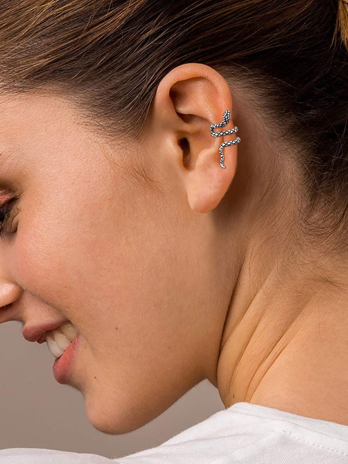 Snake Ear Cuff Animal Earrings in Sterling Silver