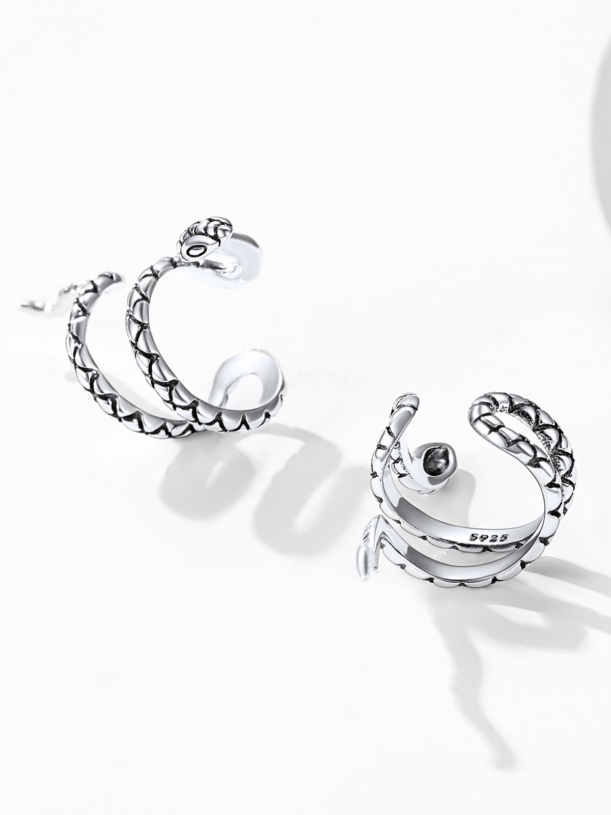 Snake Ear Cuff Animal Earrings in Sterling Silver