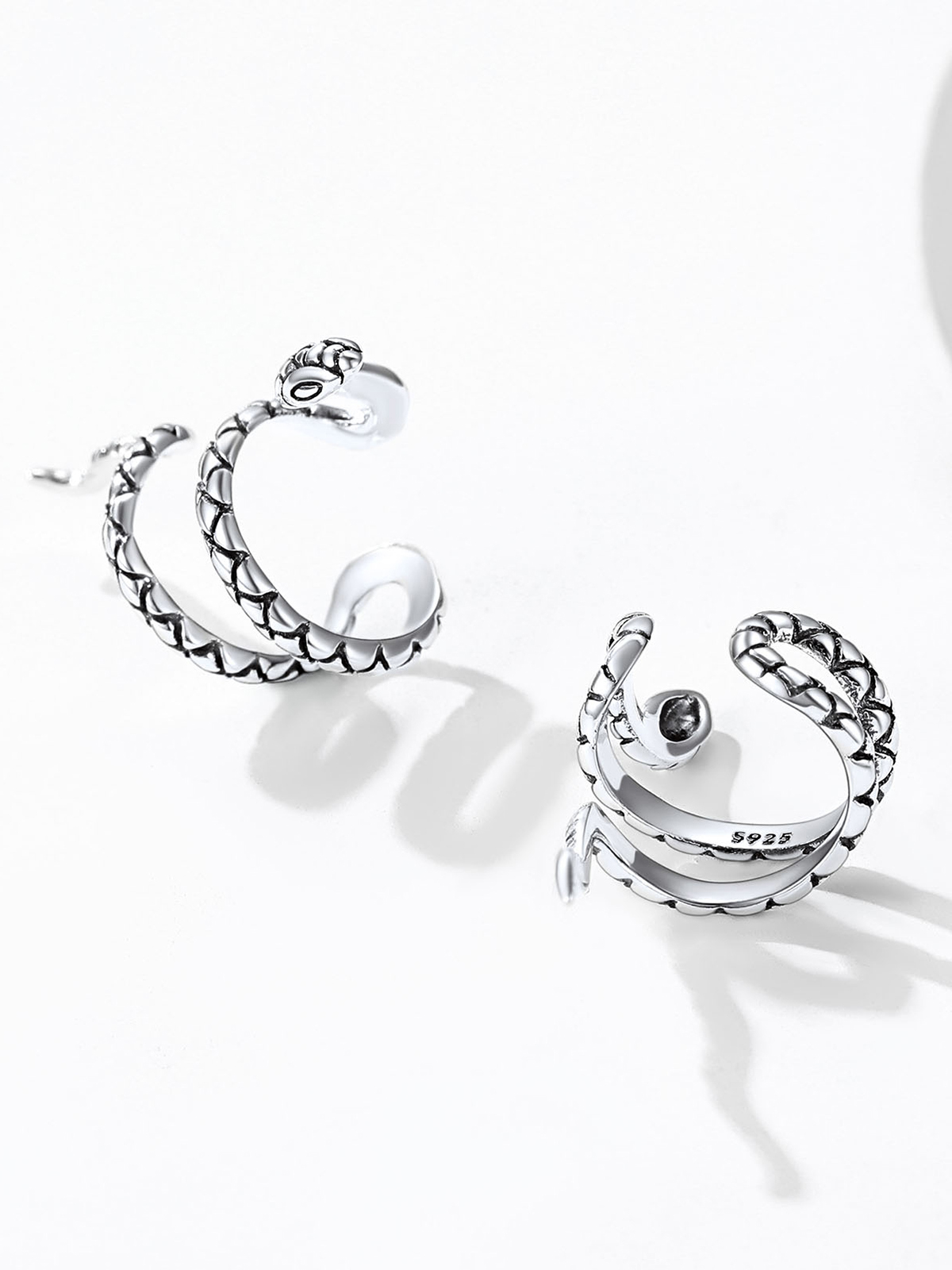 Snake Ear Cuff Animal Earrings in Sterling Silver