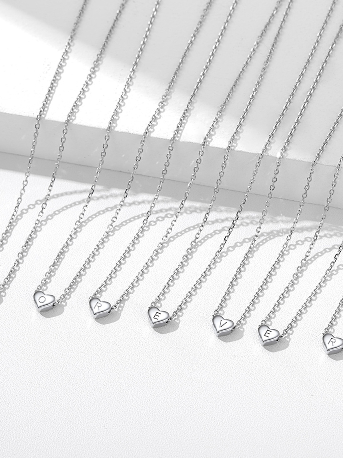 Initial Pendant Mini Heart Necklace in Silver