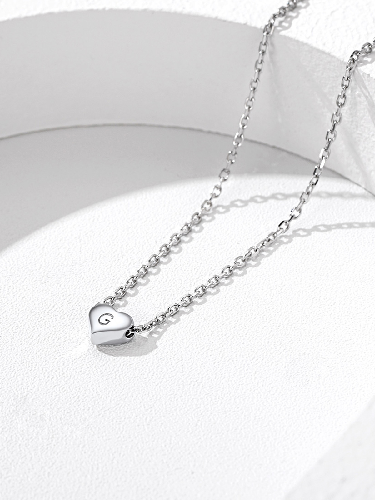 Initial Pendant Mini Heart Necklace in Silver