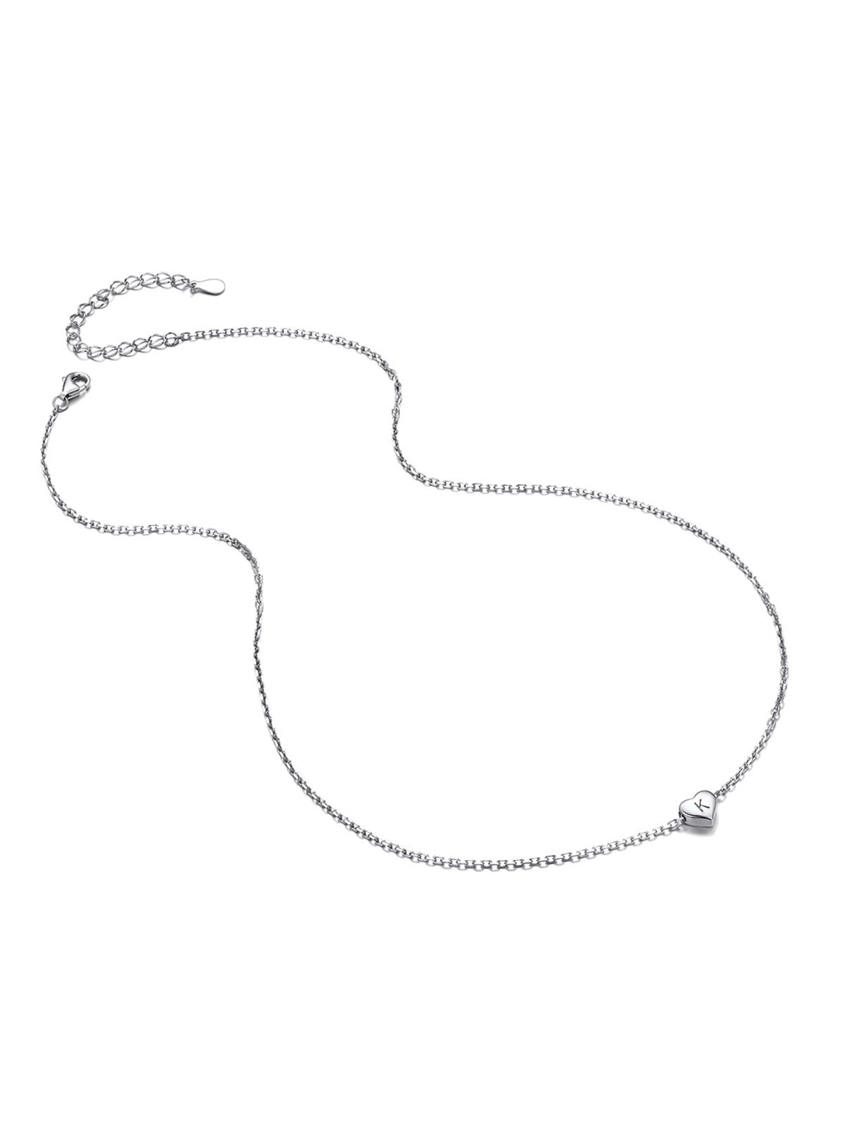 Initial Pendant Mini Heart Necklace in Silver