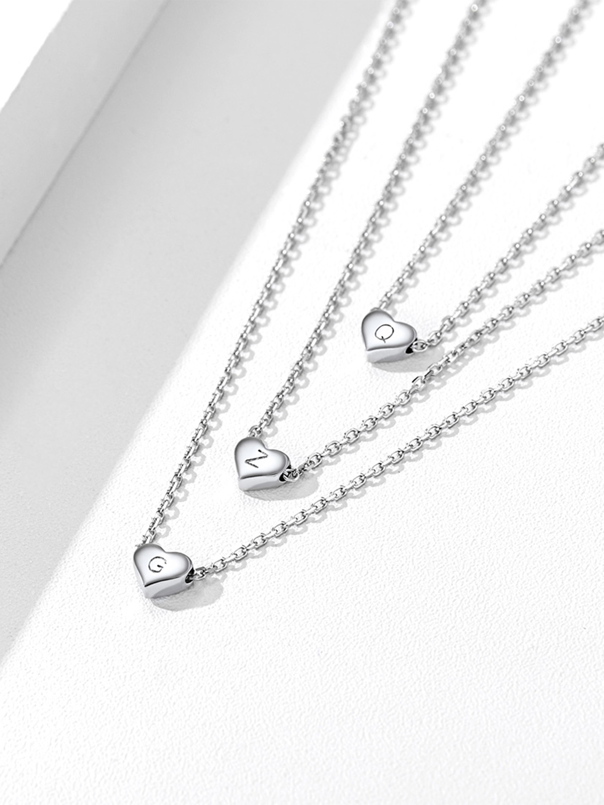 Initial Pendant Mini Heart Necklace in Silver