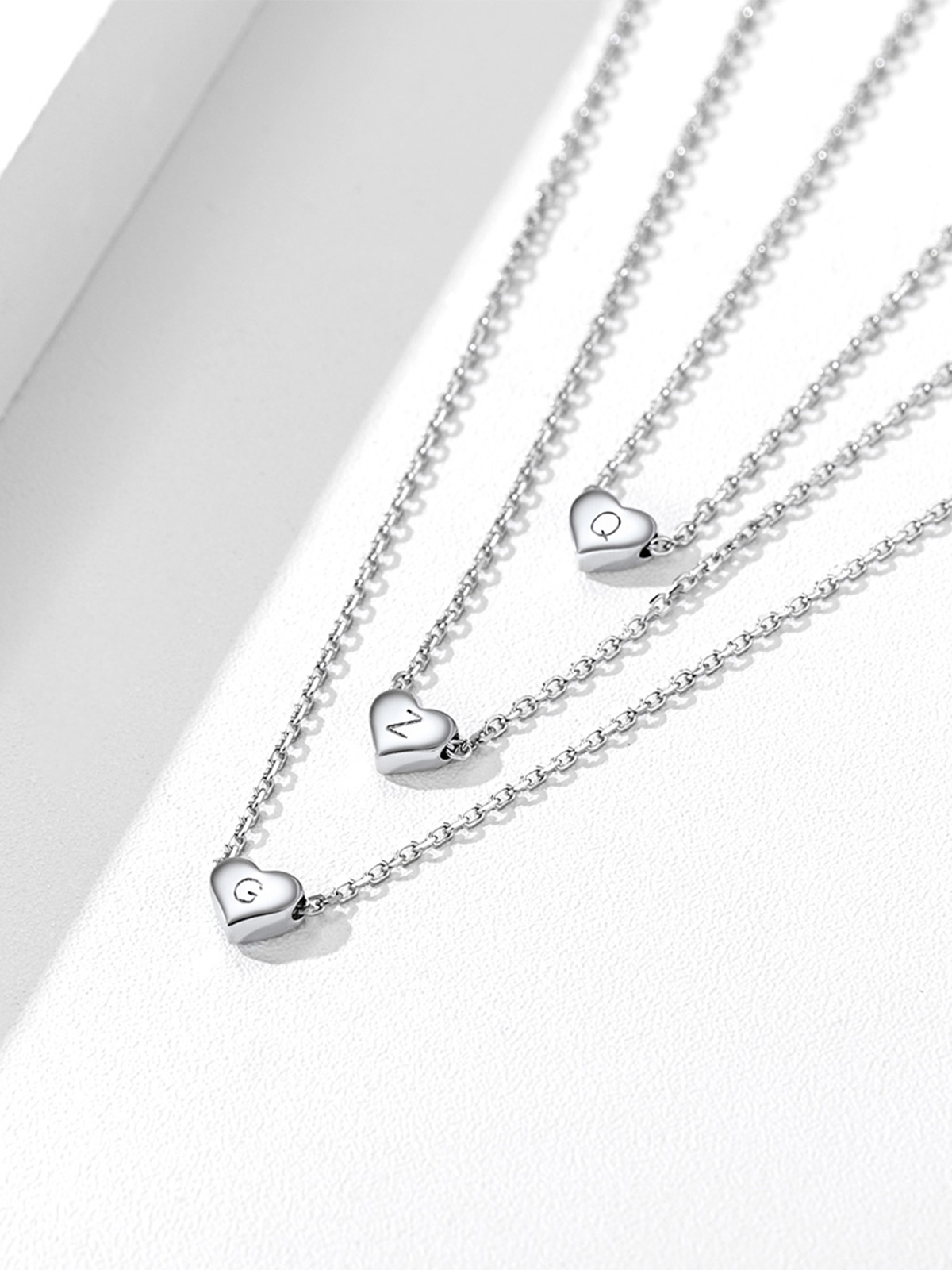 Initial Pendant Mini Heart Necklace in Silver