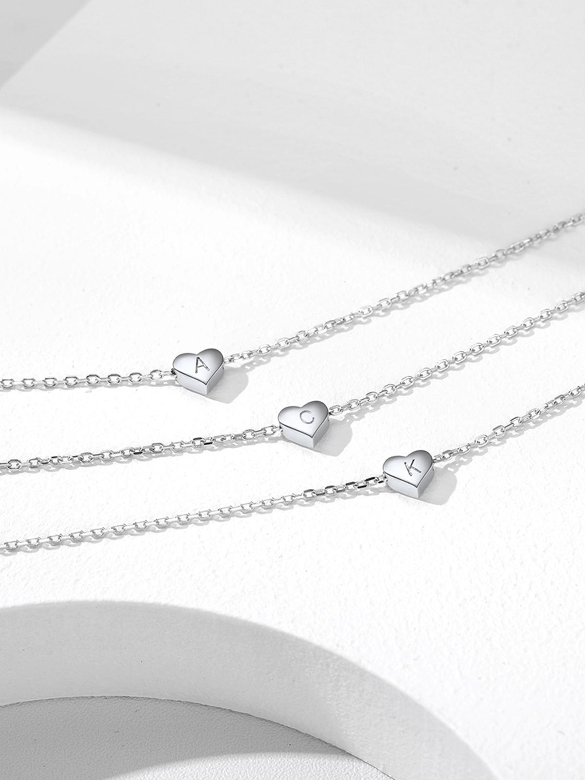 Initial Pendant Mini Heart Necklace in Silver