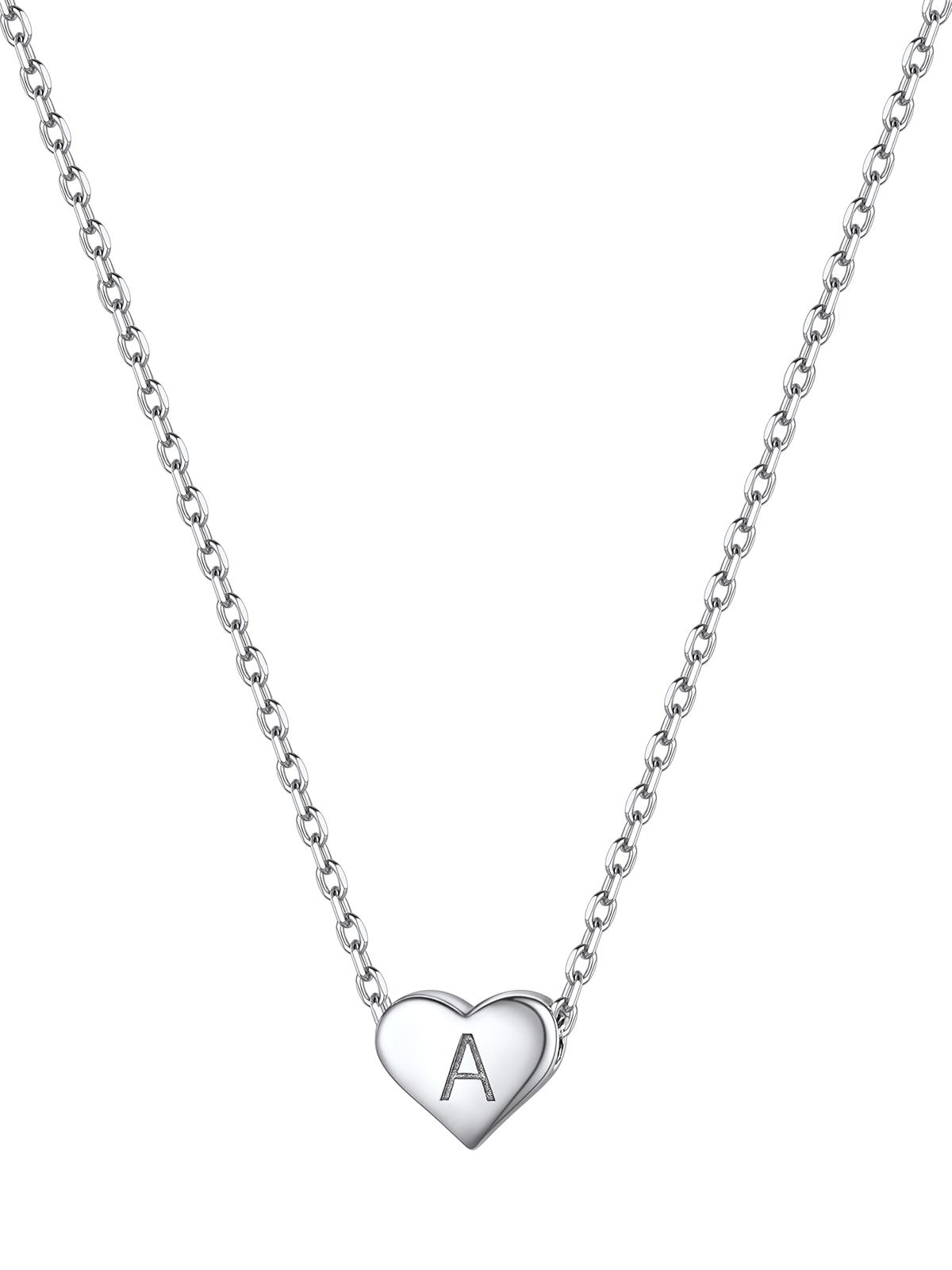 Initial Pendant Mini Heart Necklace in Silver