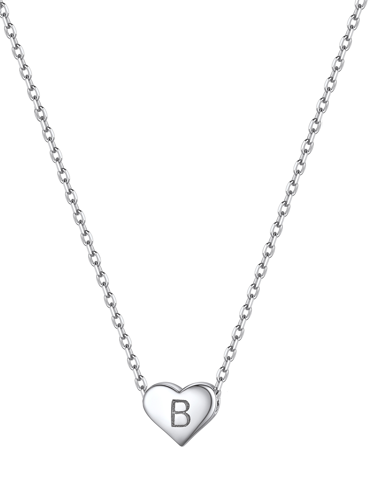 Initial Pendant Mini Heart Necklace in Silver