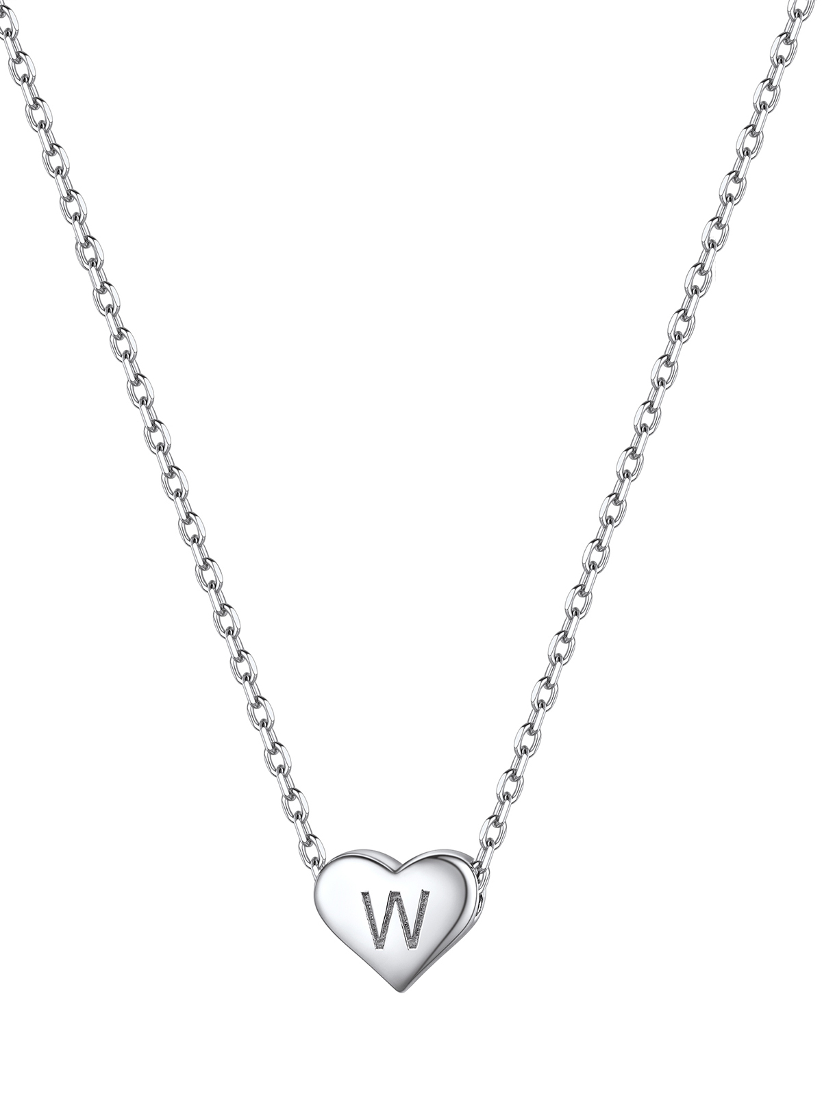 Initial Pendant Mini Heart Necklace in Silver
