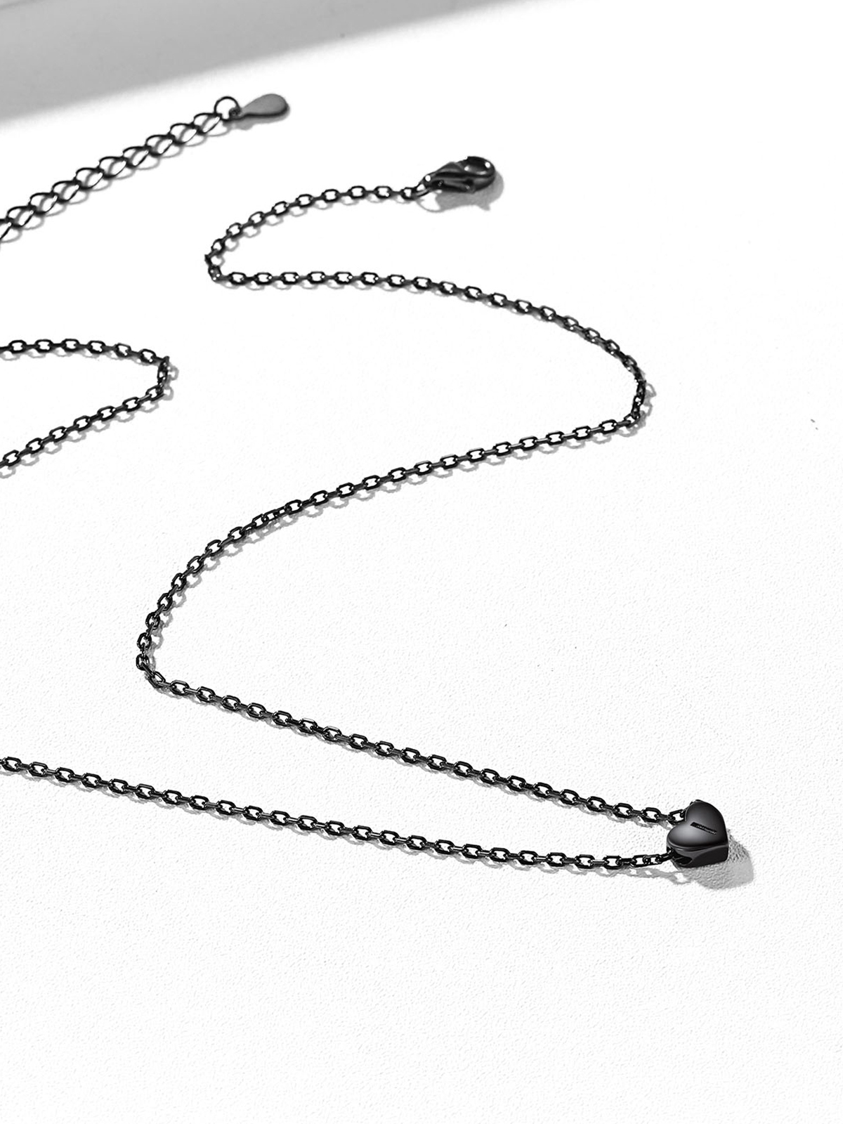 Initial Pendant Mini Heart Necklace in Black