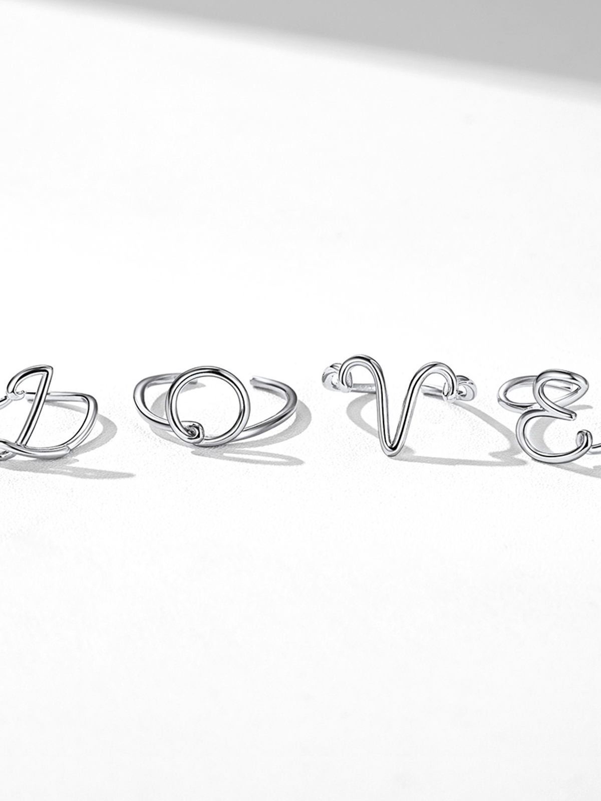 Adjustable Twisted Initial Ring in Silver