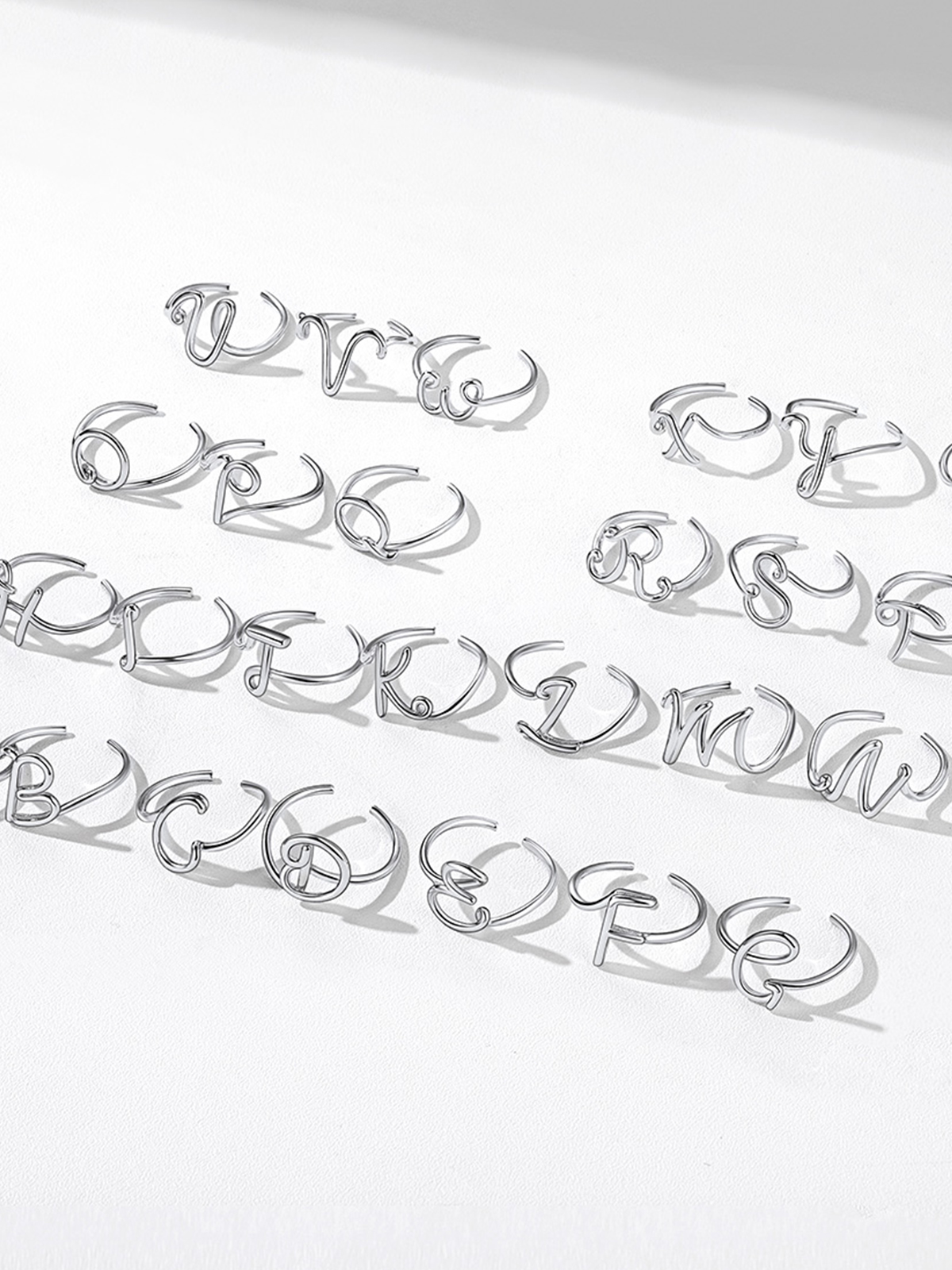 Adjustable Twisted Initial Ring in Silver