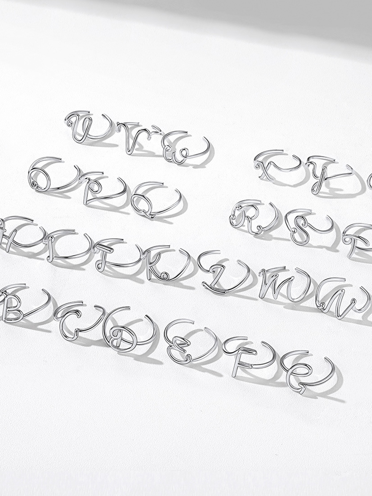 Adjustable Twisted Initial Ring in Silver