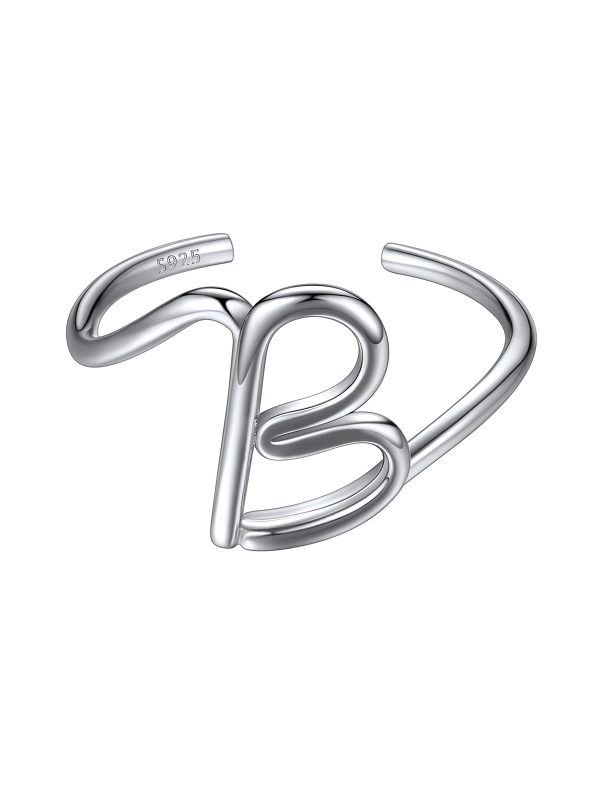 Adjustable Twisted Initial Ring in Silver