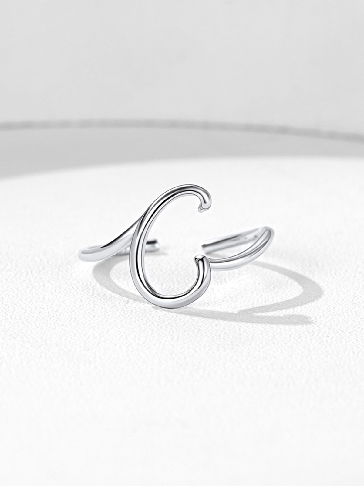 Adjustable Twisted Initial Ring in Silver