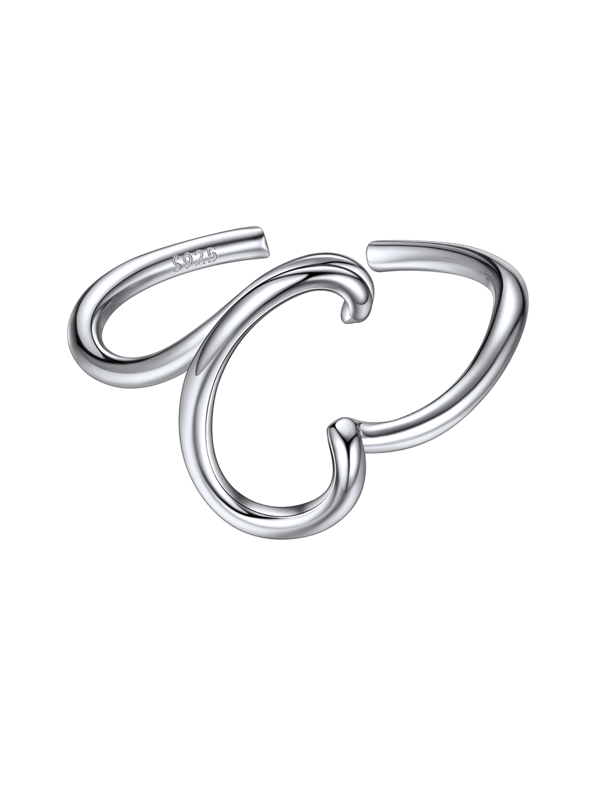 Adjustable Twisted Initial Ring in Silver