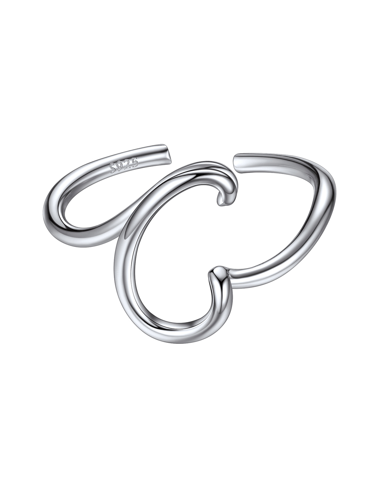 Adjustable Twisted Initial Ring in Silver