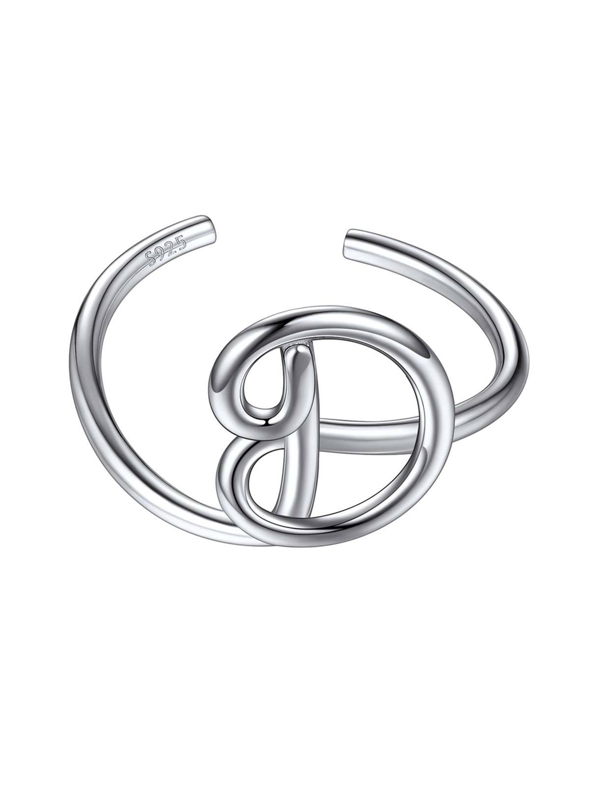 Adjustable Twisted Initial Ring in Silver