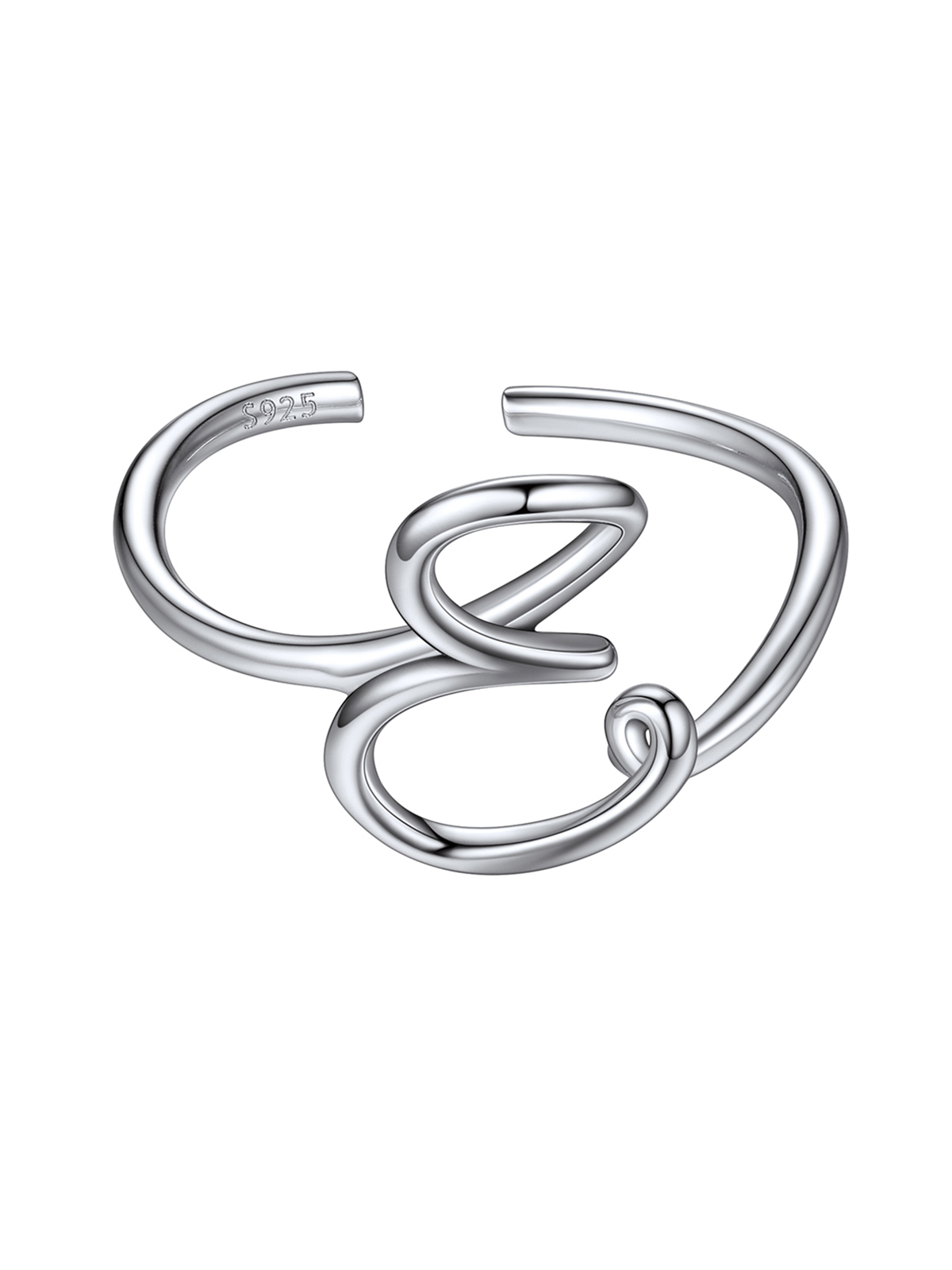 Adjustable Twisted Initial Ring in Silver