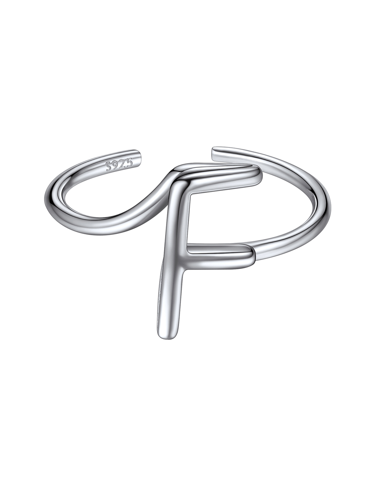 Adjustable Twisted Initial Ring in Silver