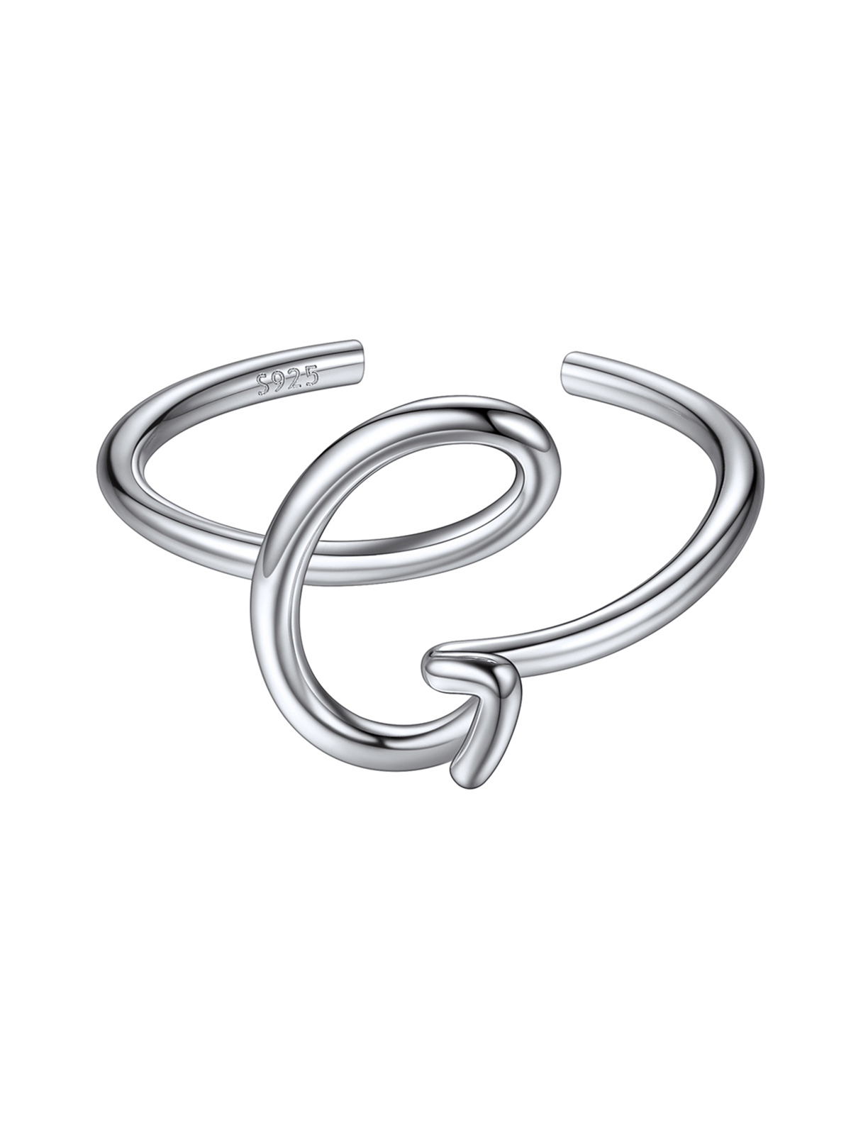 Adjustable Twisted Initial Ring in Silver