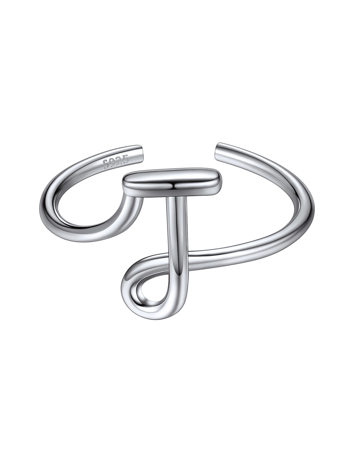Adjustable Twisted Initial Ring in Silver