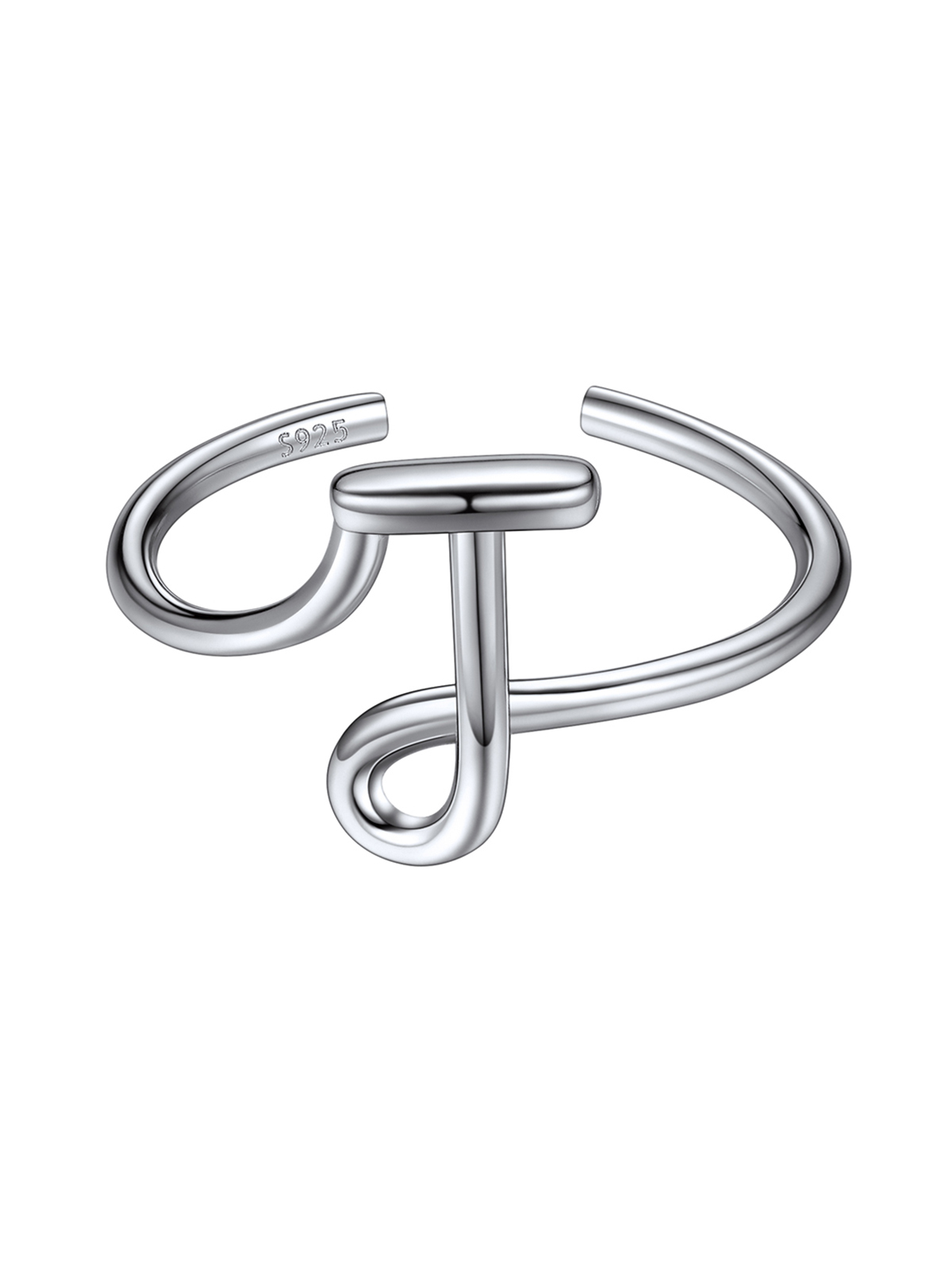Adjustable Twisted Initial Ring in Silver