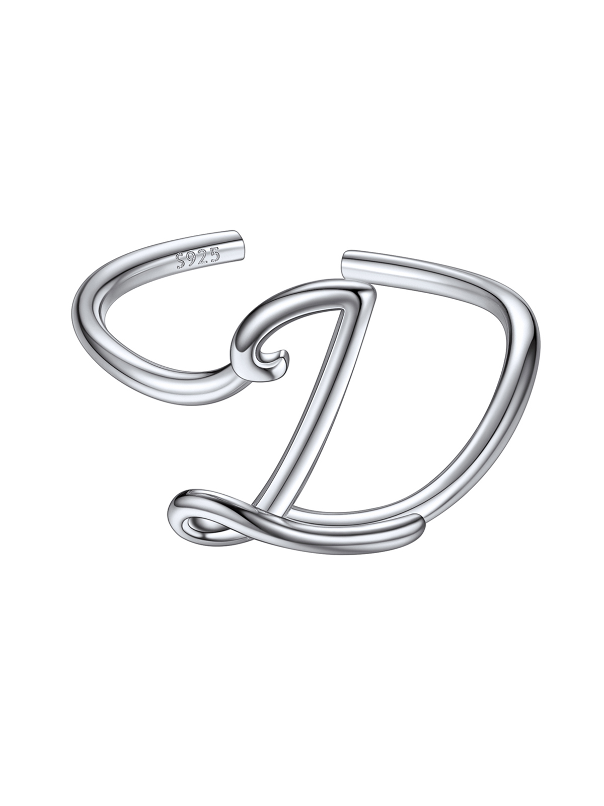 Adjustable Twisted Initial Ring in Silver