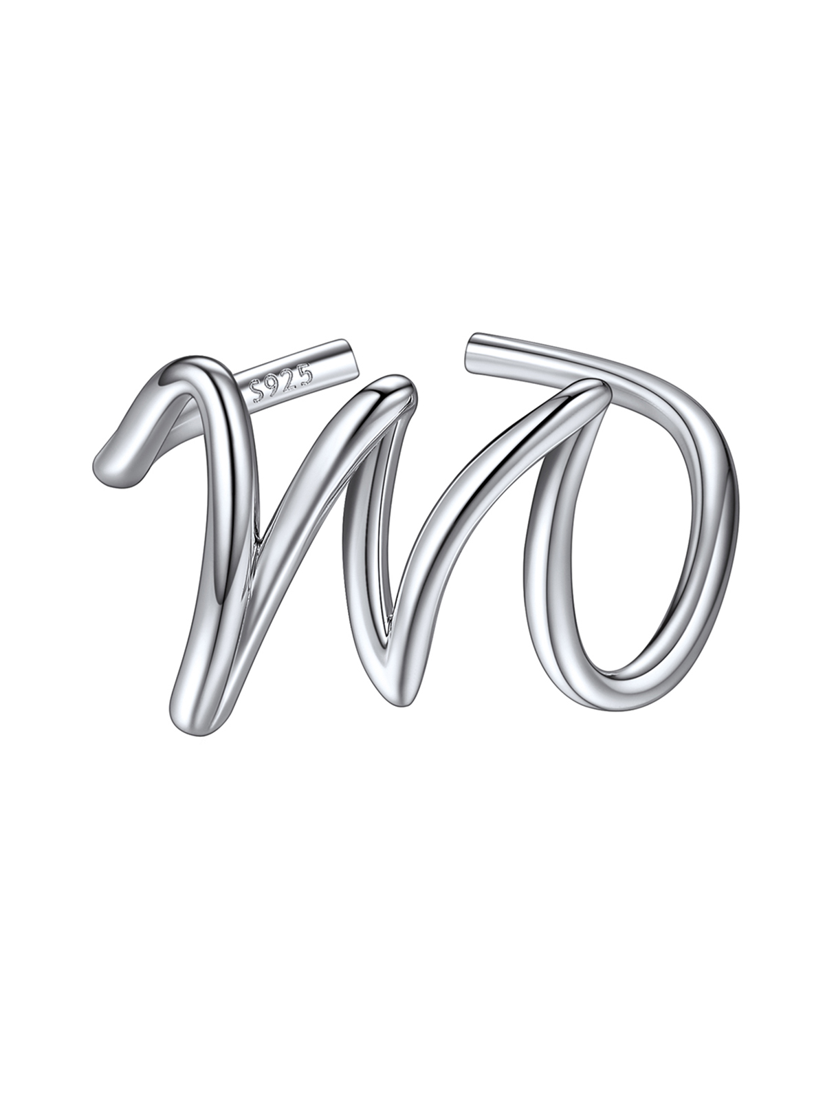 Adjustable Twisted Initial Ring in Silver