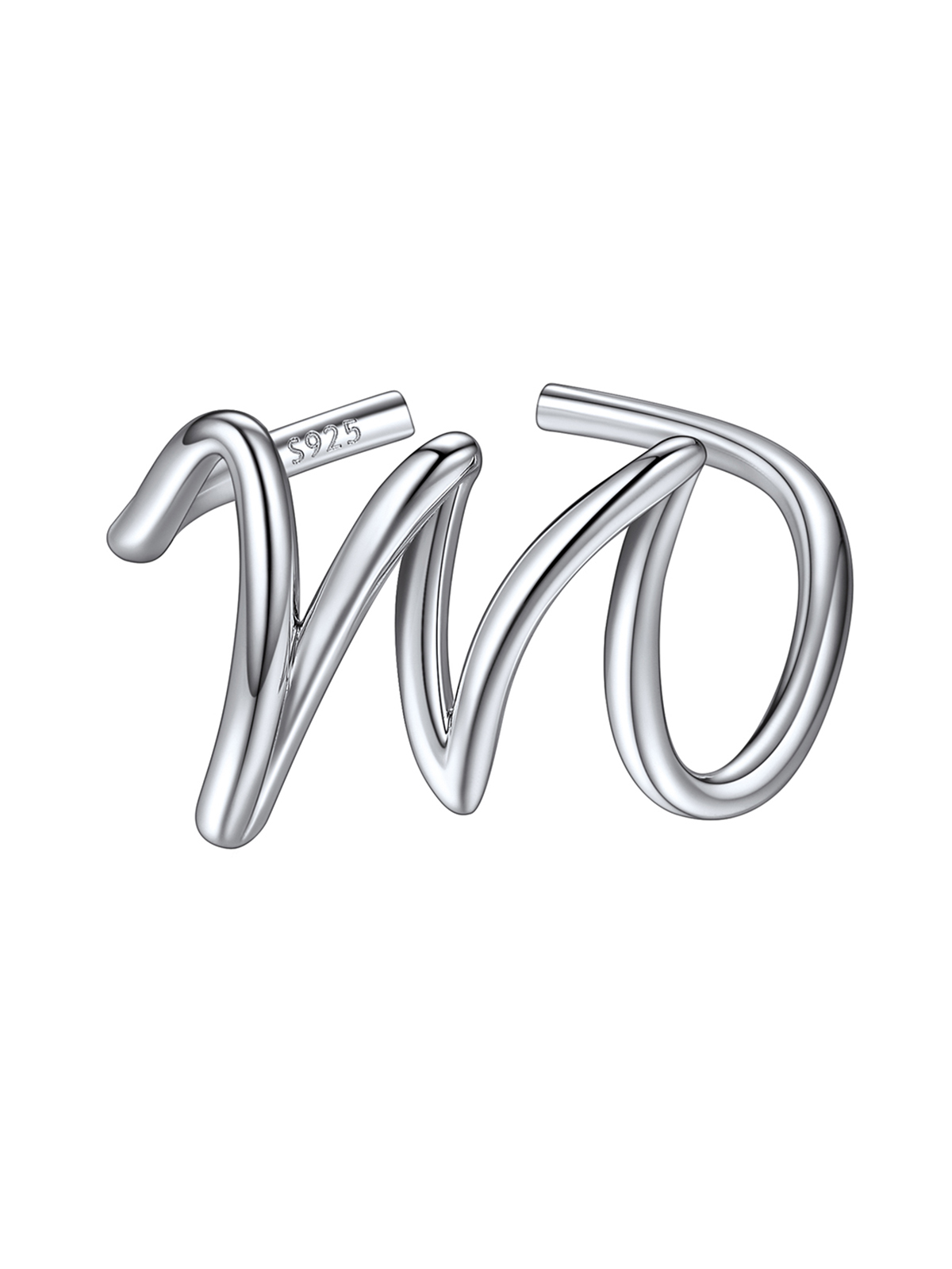 Adjustable Twisted Initial Ring in Silver