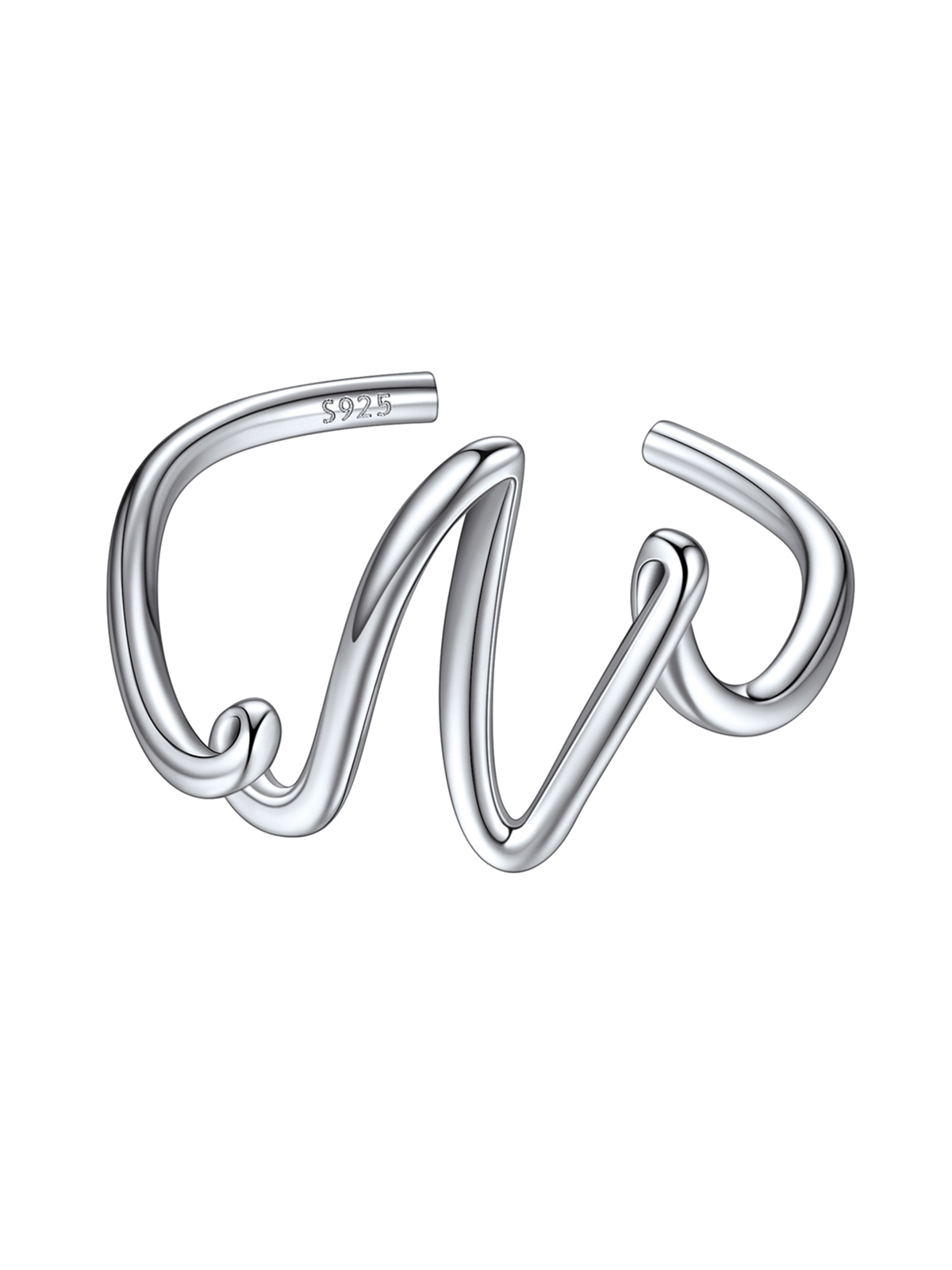 Adjustable Twisted Initial Ring in Silver
