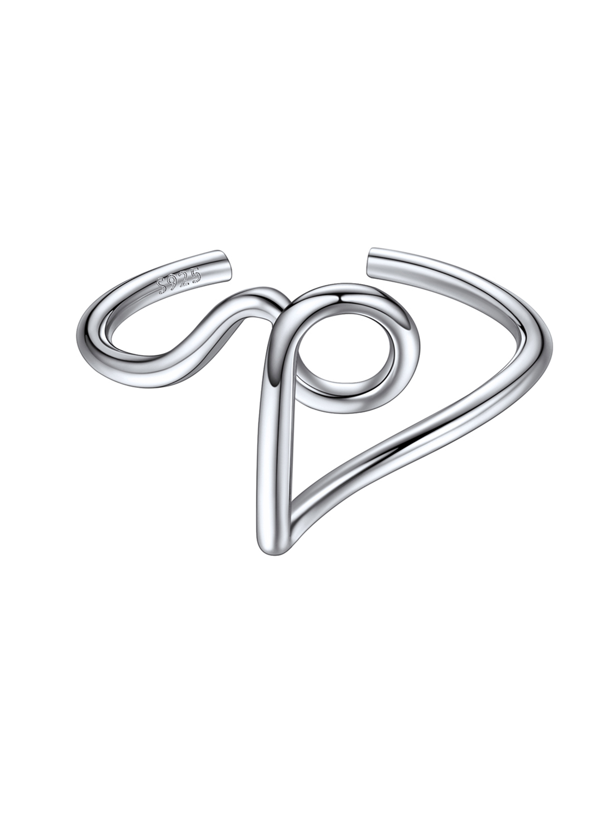 Adjustable Twisted Initial Ring in Silver