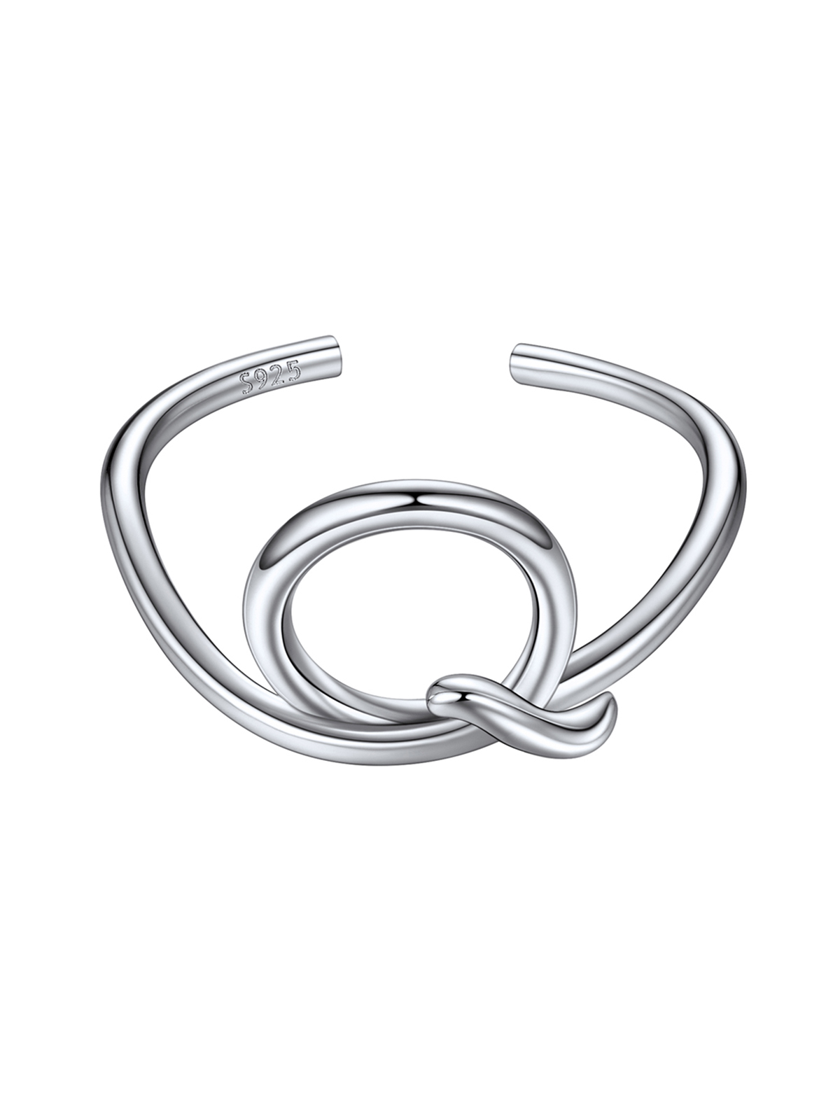 Adjustable Twisted Initial Ring in Silver