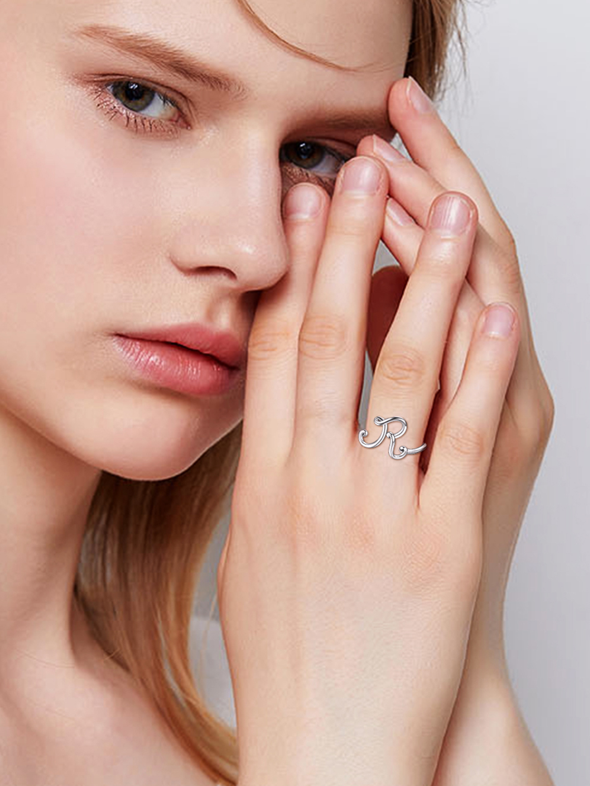 Adjustable Twisted Initial Ring in Silver