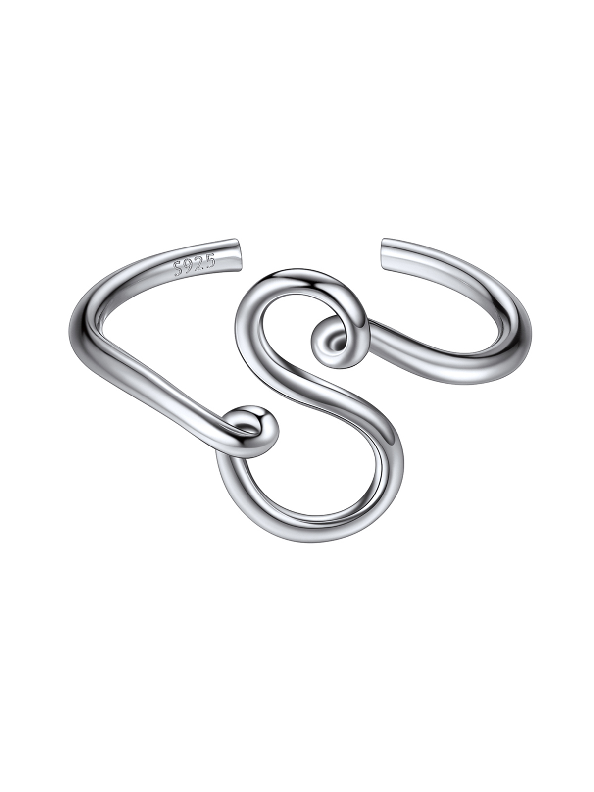 Adjustable Twisted Initial Ring in Silver