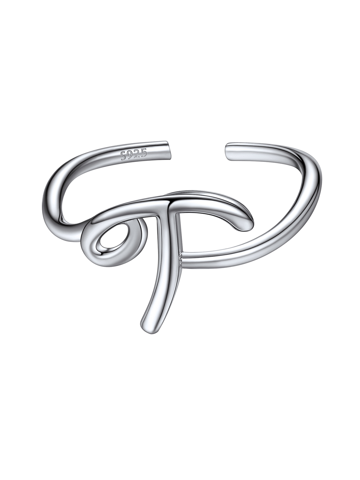 Adjustable Twisted Initial Ring in Silver