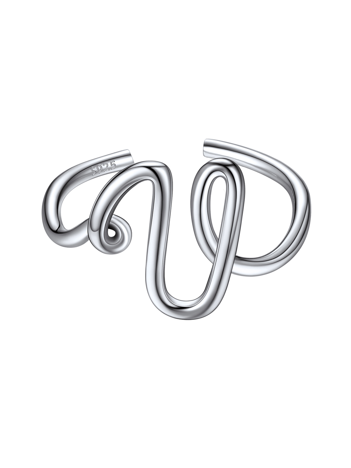Adjustable Twisted Initial Ring in Silver