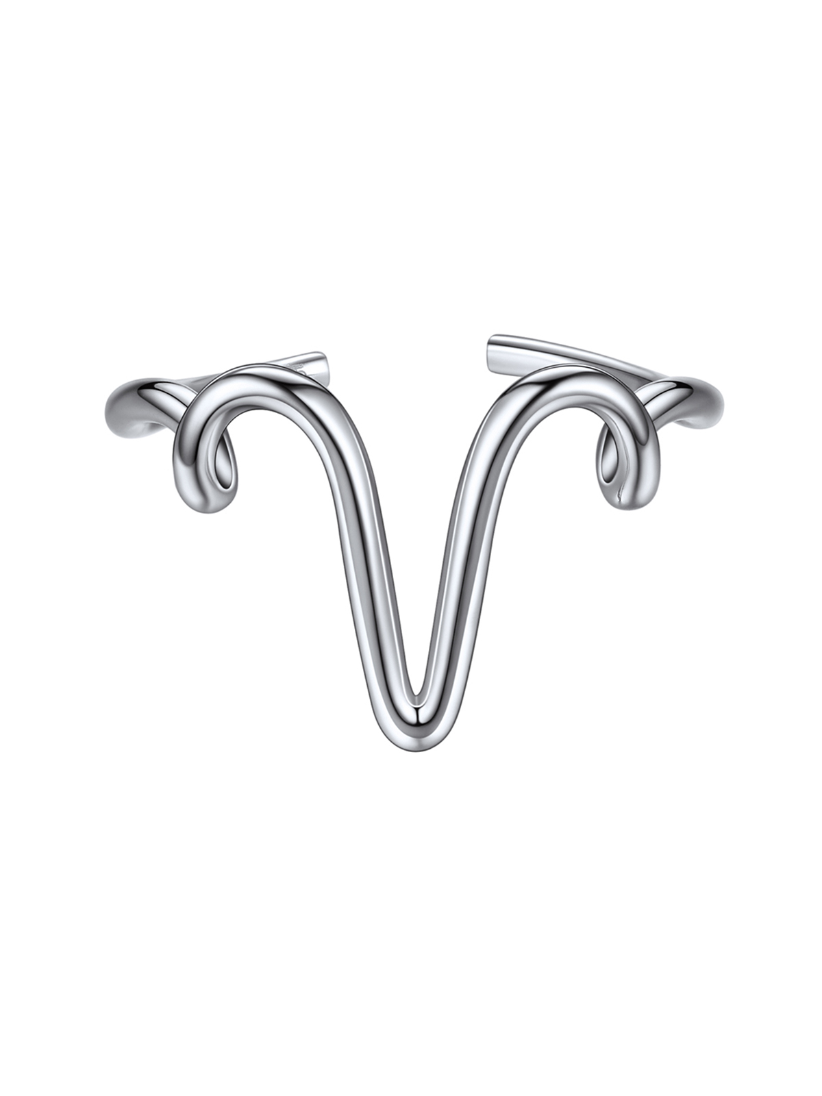 Adjustable Twisted Initial Ring in Silver