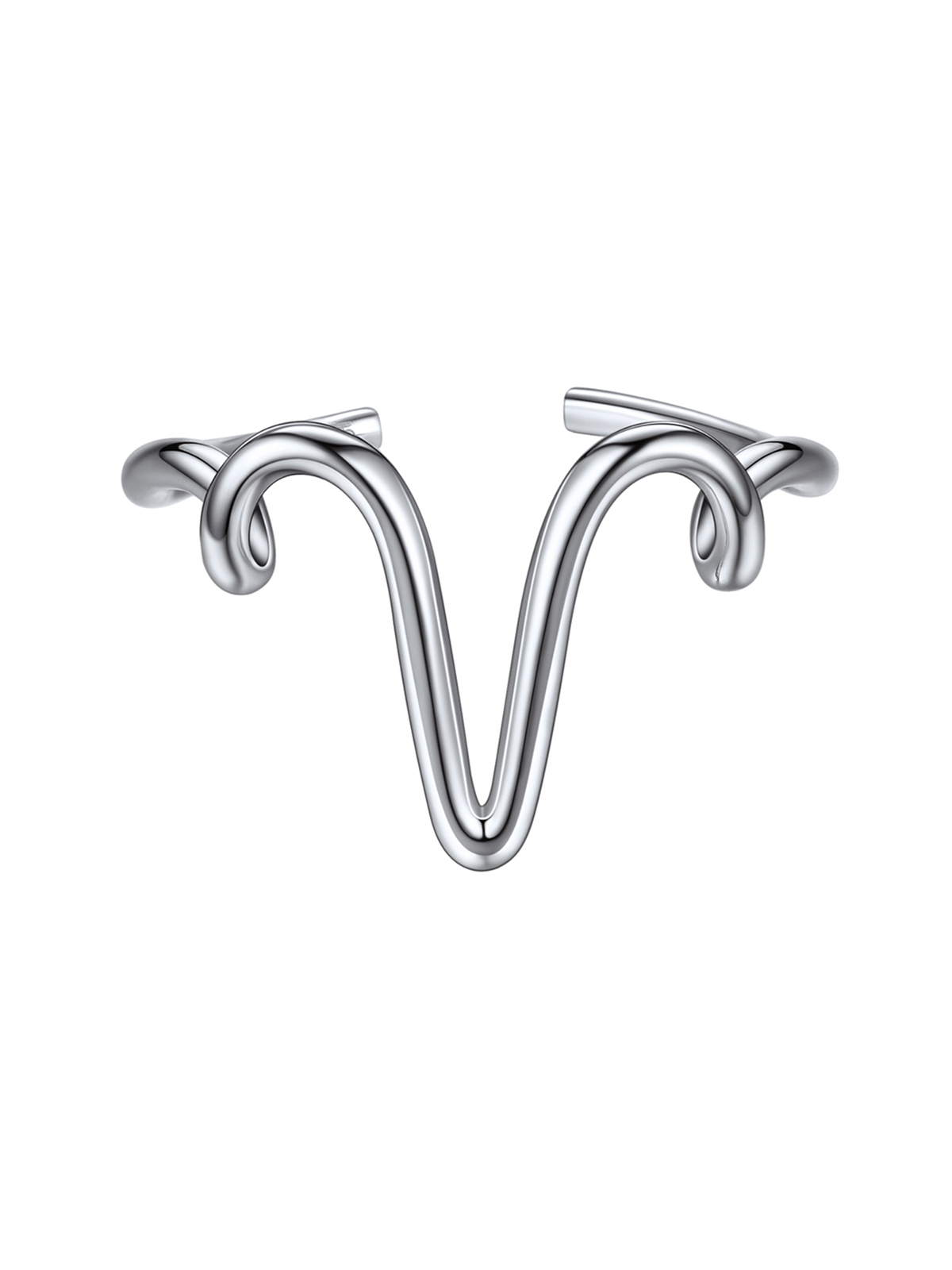 Adjustable Twisted Initial Ring in Silver