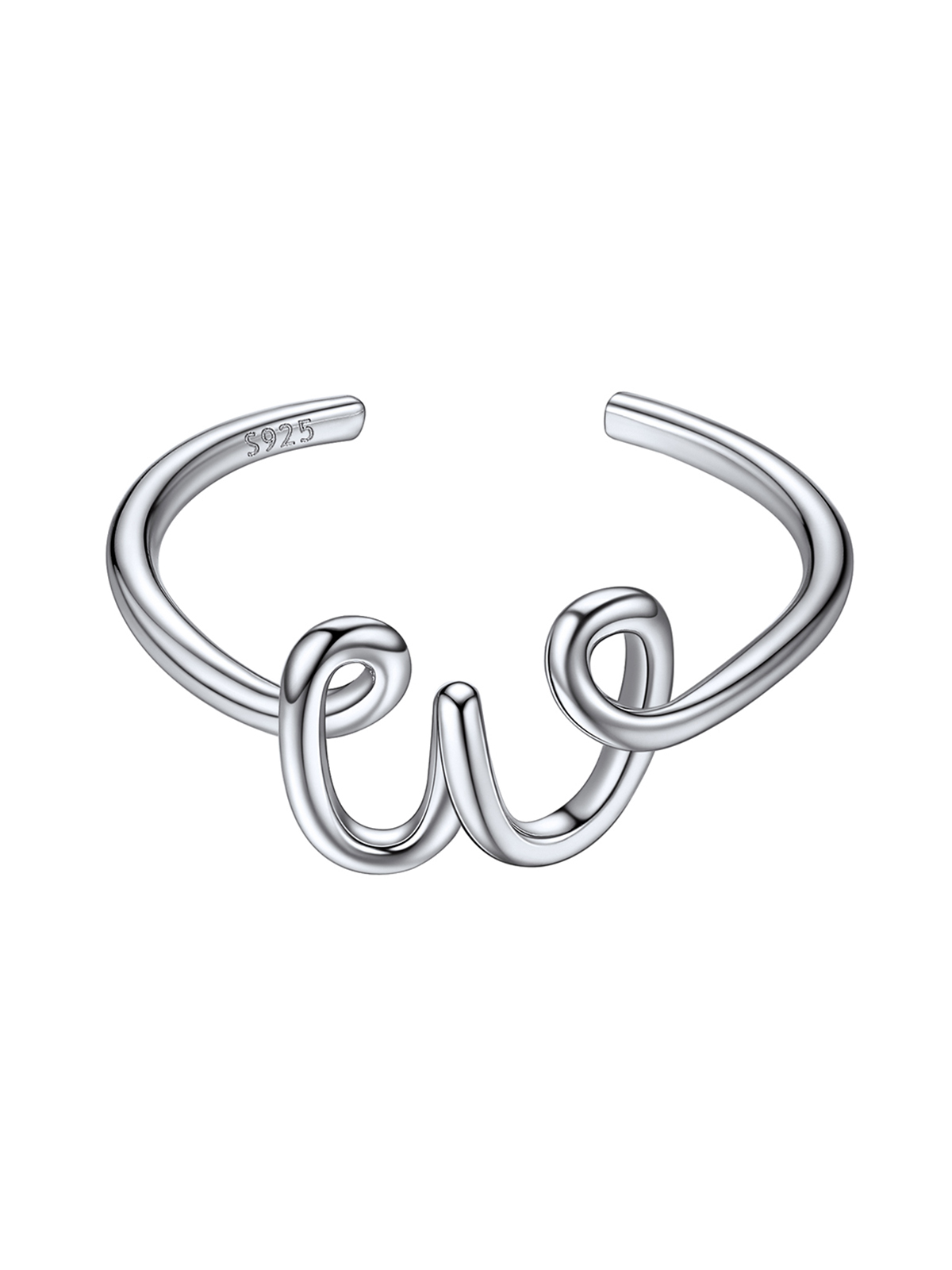Adjustable Twisted Initial Ring in Silver