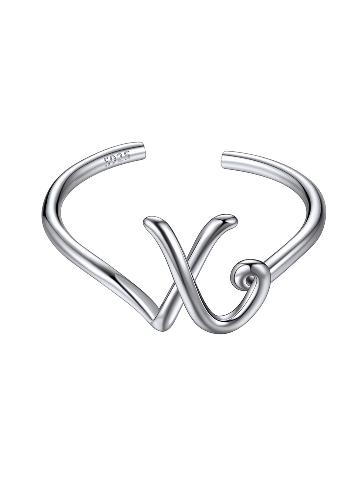 Adjustable Twisted Initial Ring in Silver