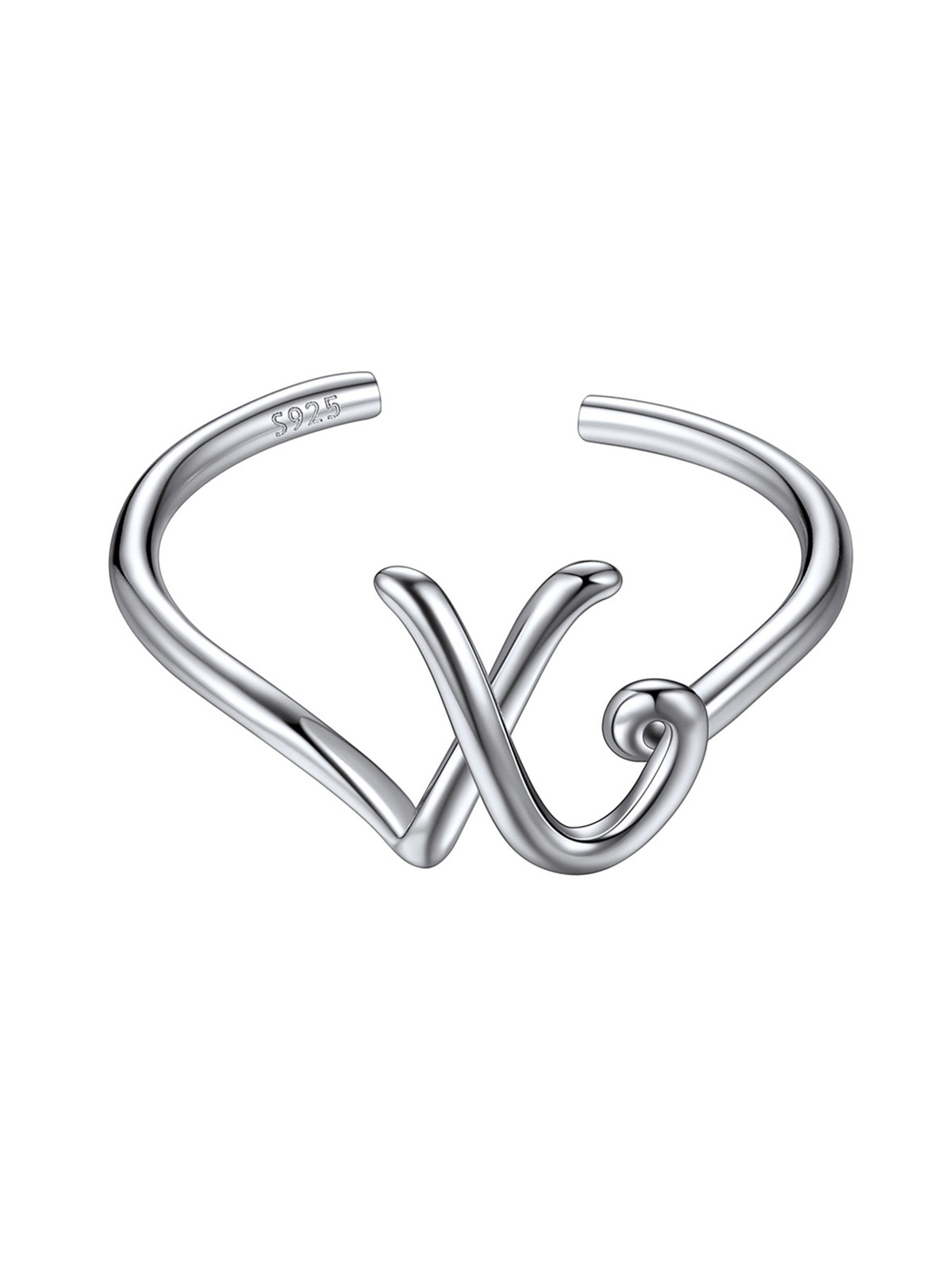 Adjustable Twisted Initial Ring in Silver