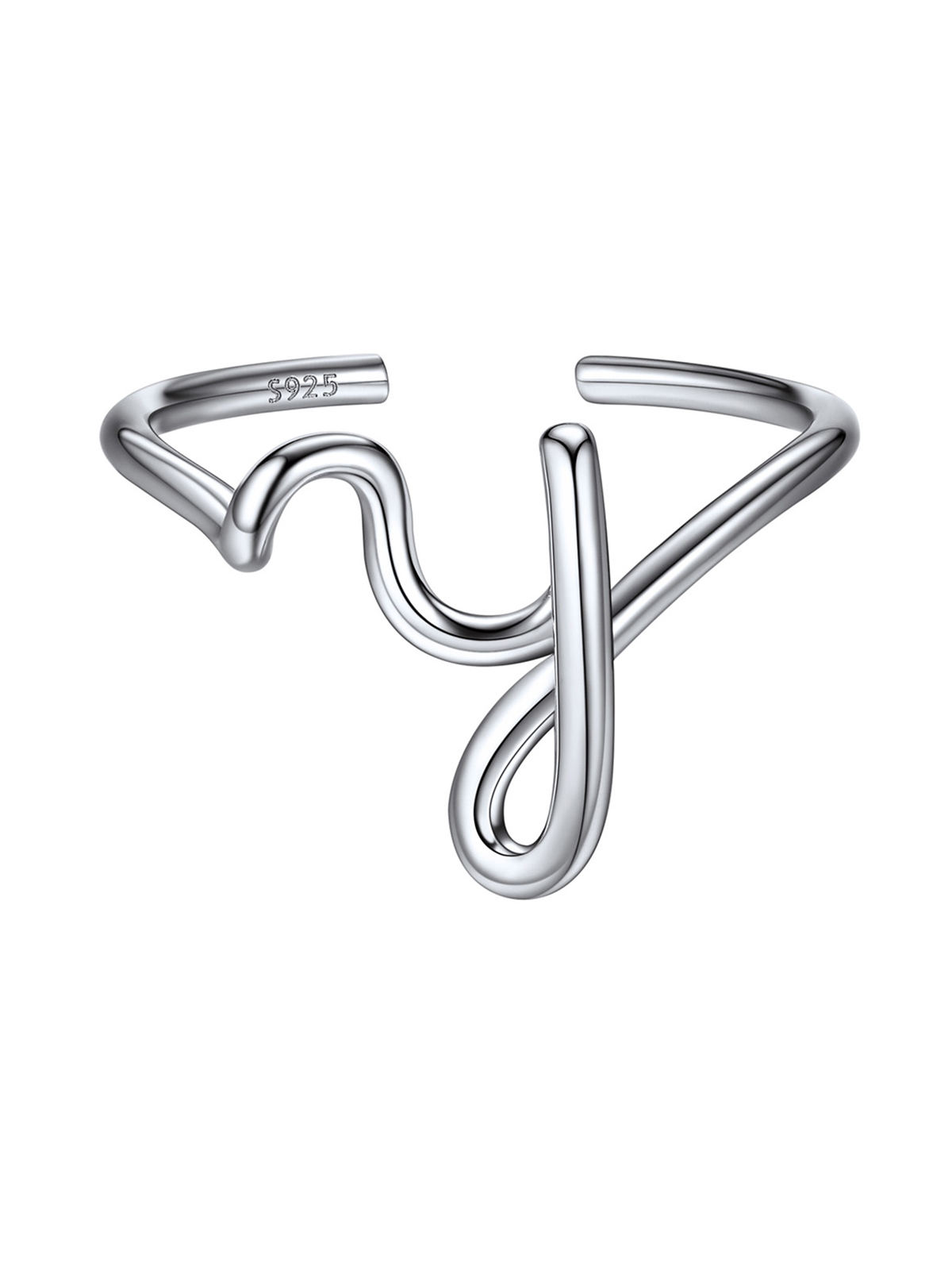 Adjustable Twisted Initial Ring in Silver