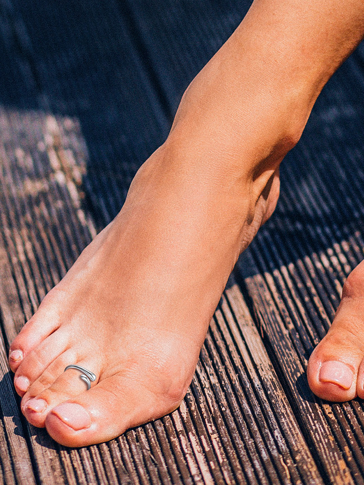 Adjustable Teardrop Foot Toe Ring in Silver