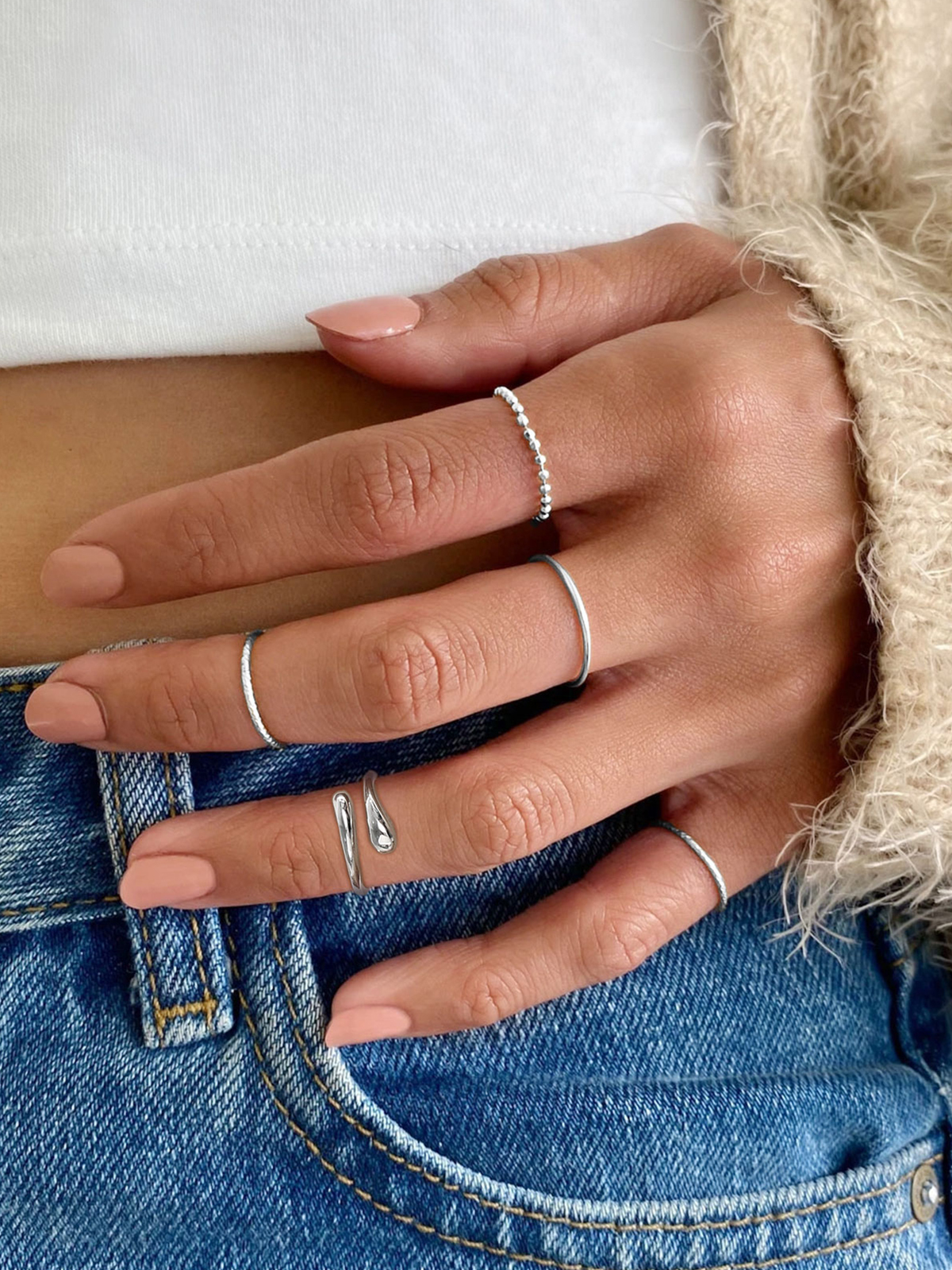 Adjustable Teardrop Foot Toe Ring in Silver