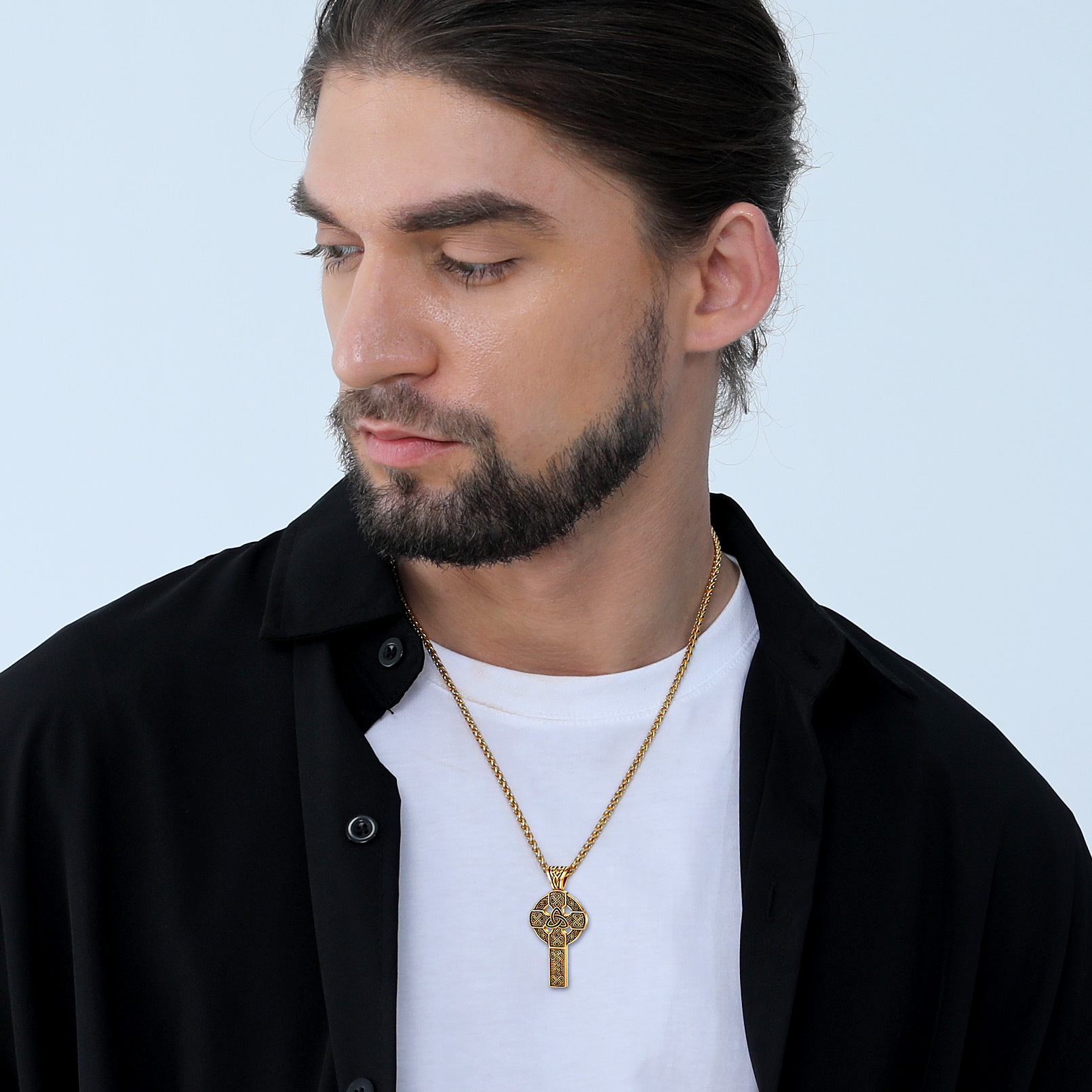 Celtic Knot Cross Pendant Necklace for Men