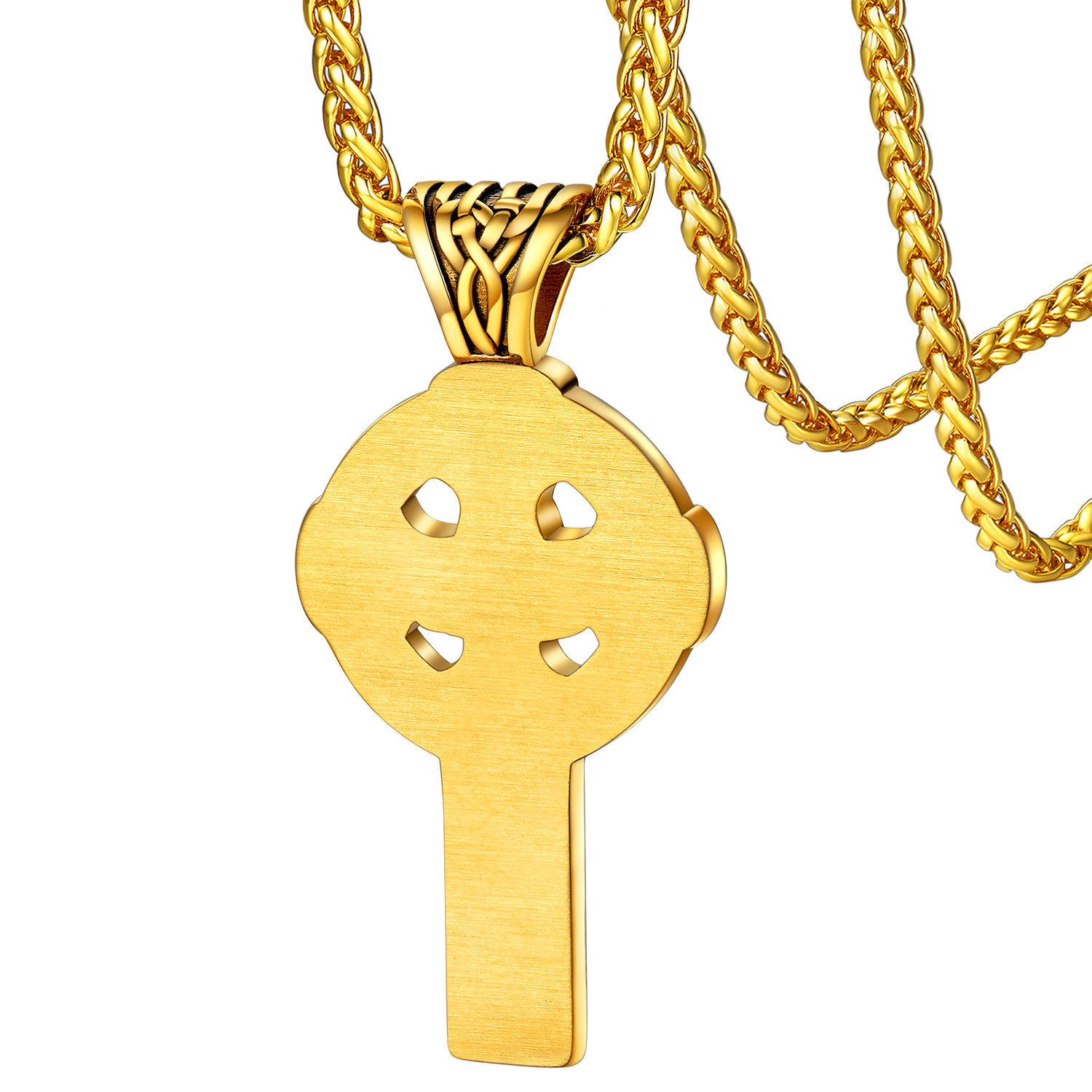 Celtic Knot Cross Pendant Necklace in 18K Gold Plated-Backside